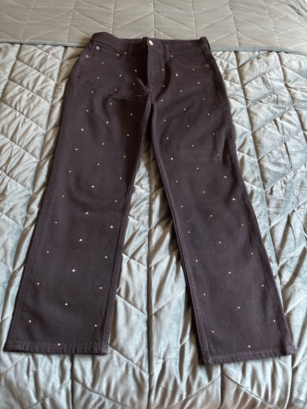 GAP Straight-Leg Jeans women 10R black high rise studded western cowgirl concert